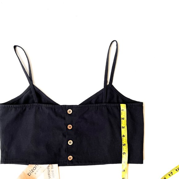 NWT bizance paris organic cotton crop top w/back button detail M - Picture 7 of 8